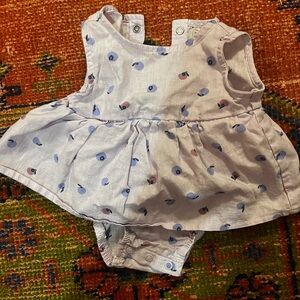 Carter's White and Blue Patterned Baby One Piece